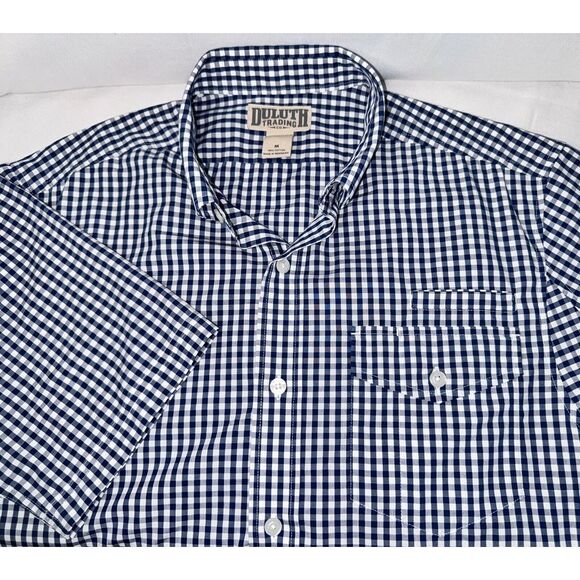 Other - Duluth Trading Co‎ Mens M Grey Blue Plaid Short Sleeve Shirt